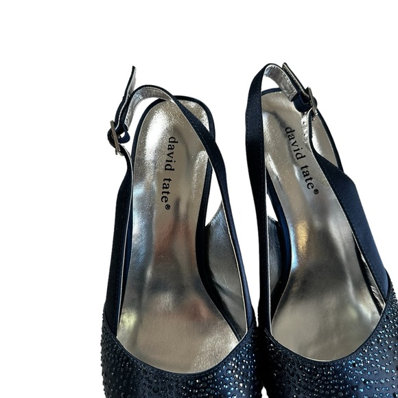 DAVID TATE WOMEN’S SATIN EMBELLISHED SLINGBACK DRESS PUMP SHOES SZ 9.5” WW - Picture 7 of 9